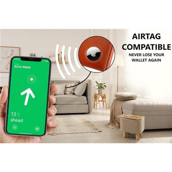 RFID Blocking Mens Wallet With Airtag Holder - Trifold with 9 Credit Card Slots - Picture 5 of 8